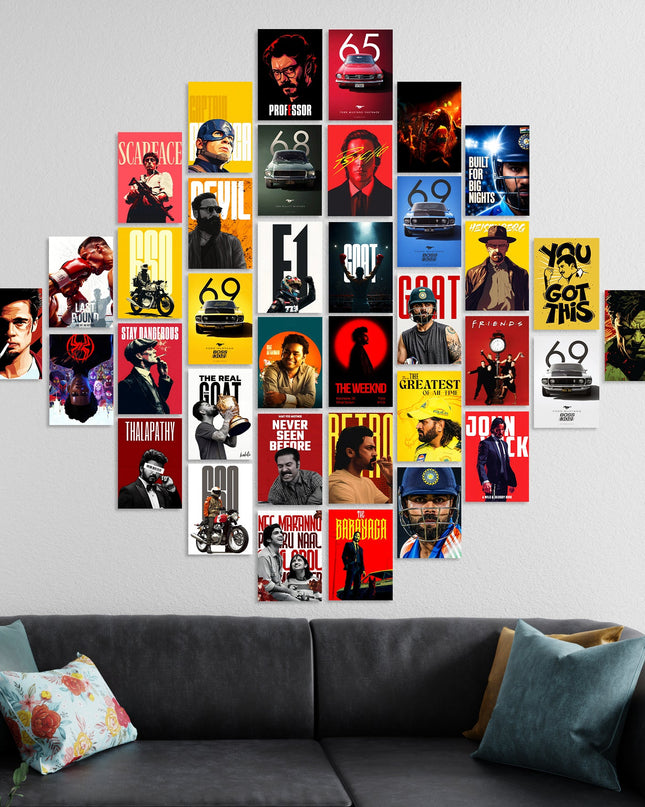 Gen Z Wall Collage Kit (36 PCS) | Aesthetic Poster Set for Room Decor Lazywalls