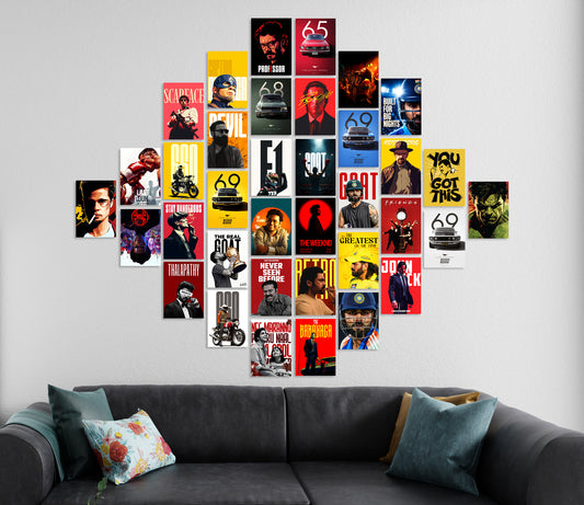 Gen Z Wall Collage Kit (36 PCS) | Aesthetic Poster Set for Room Decor Lazywalls