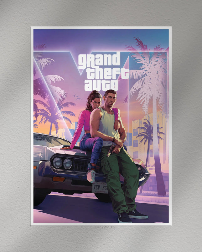 GTA 6 Inspired Wall Poster | Grand Theft Auto VI Gaming Wall Art Lazywalls
