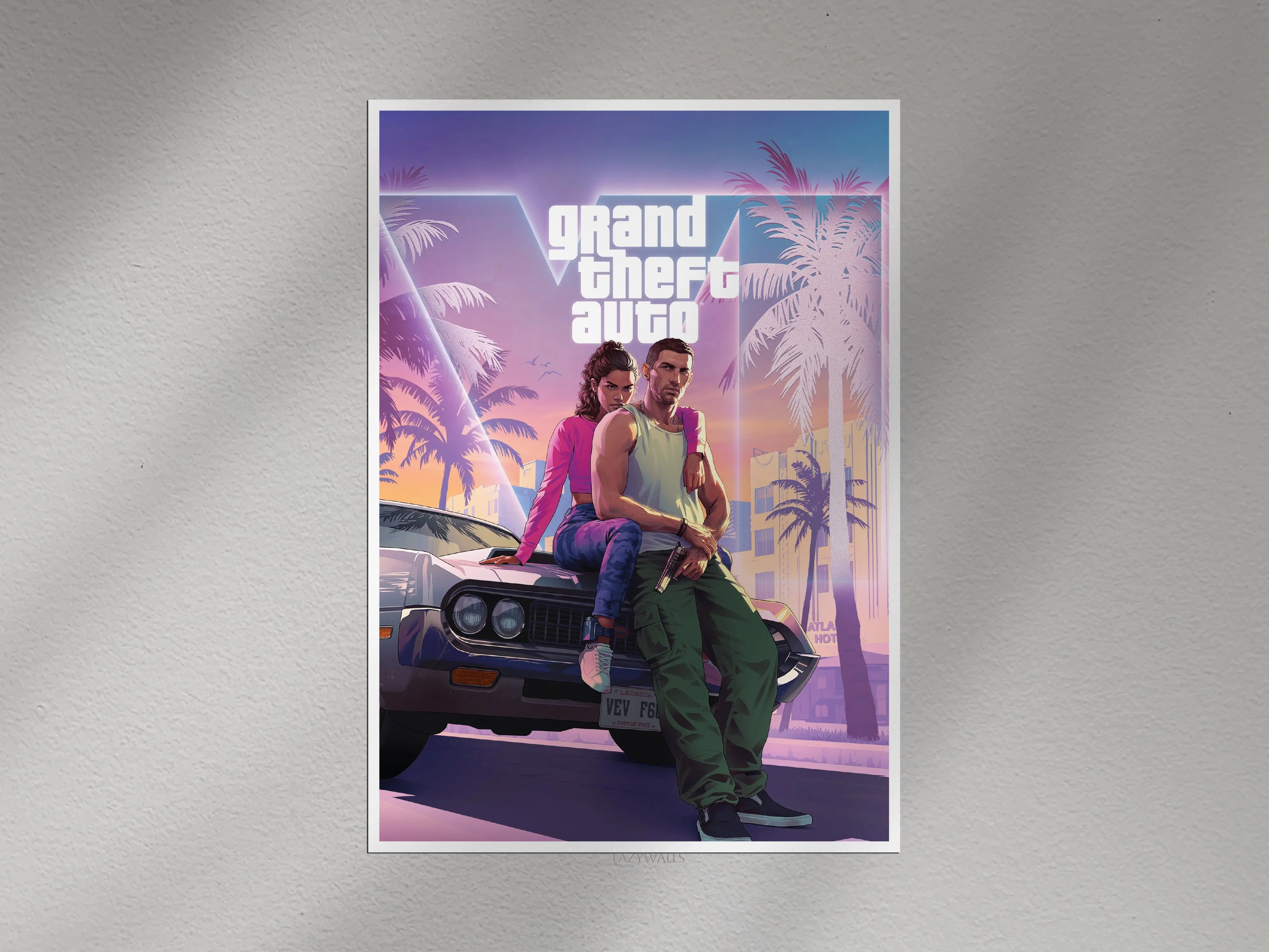GTA 6 Inspired Wall Poster | Grand Theft Auto VI Gaming Wall Art Lazywalls
