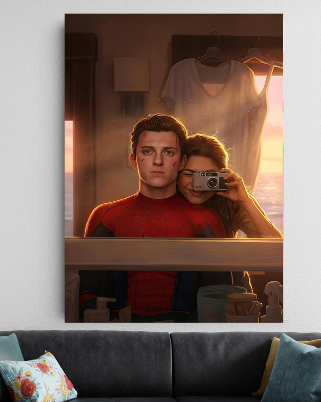 Spider-Man Couple Poster | Peter Parker & MJ Wall Art | Marvel Aesthetic Poster Lazywalls