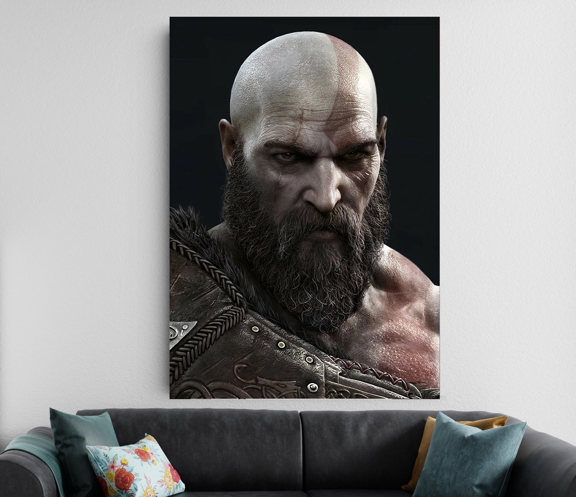 Kratos Poster | God of War Aesthetic Gaming Wall Art | Gaming Room Decor Lazywalls