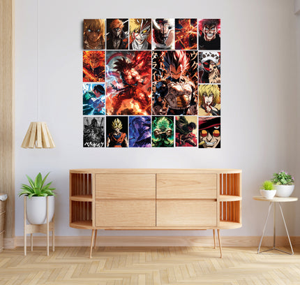 Anime Warrior Poster Set | 16-Piece Japanese Style Wall Art Collection Lazywalls