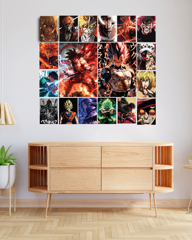 Anime Warrior Poster Set | 16-Piece Japanese Style Wall Art Collection Lazywalls