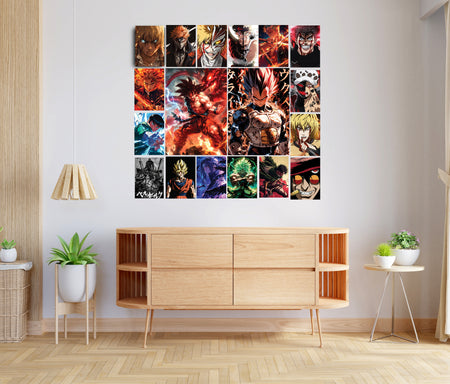 Anime Warrior Poster Set | 16-Piece Japanese Style Wall Art Collection Lazywalls