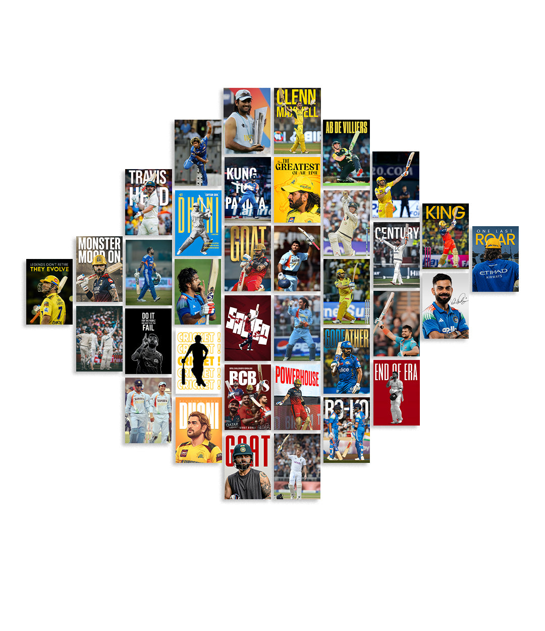Cricket Posters Set (36 PCS) | Cricket Wall Collage Kit | Aesthetic Sports Room Decor Lazywalls