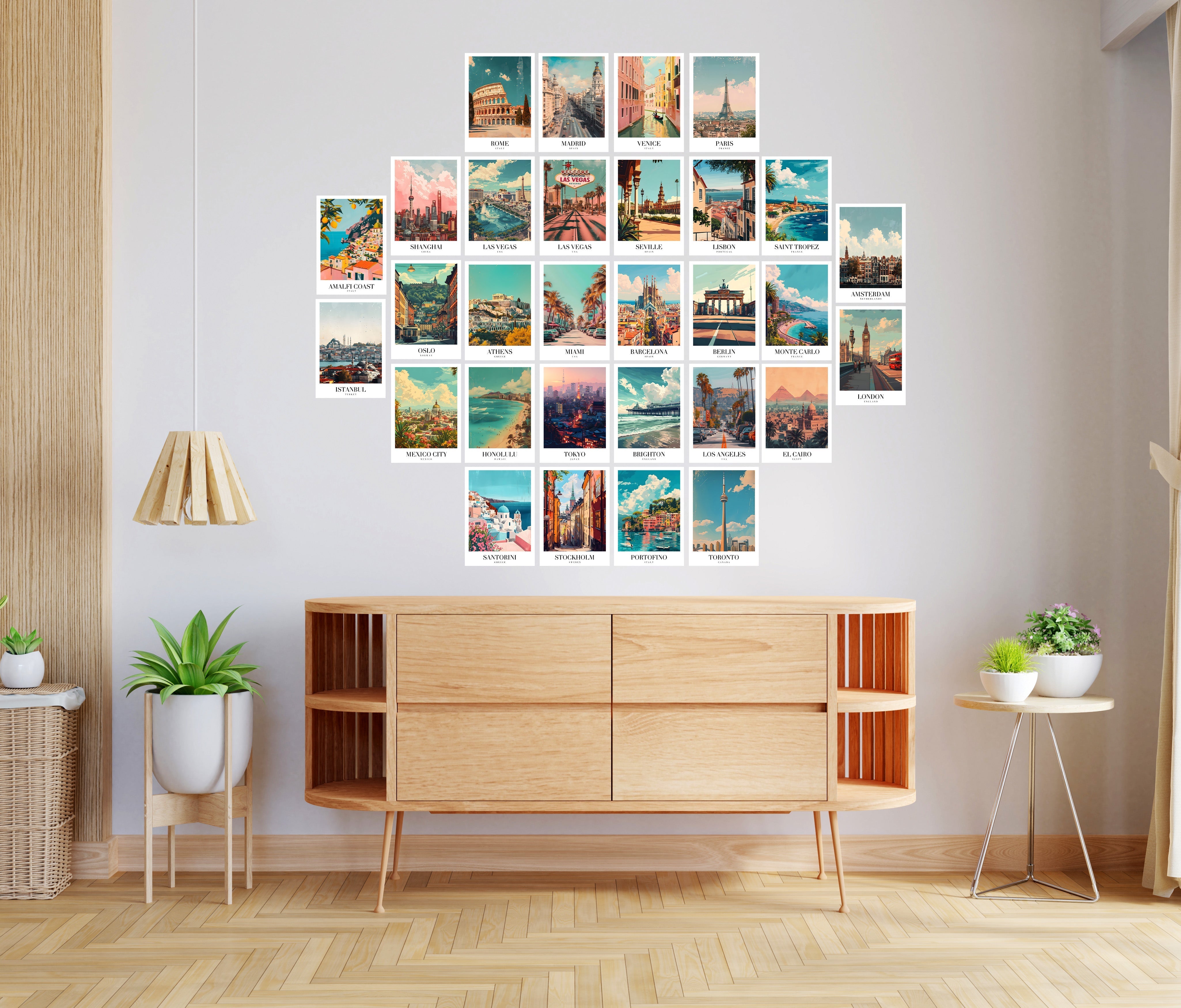 30 Pcs Travel Poster Wall Collage Kit | Aesthetic City Prints Lazywalls