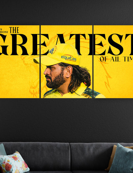 MS Dhoni CSK GOAT 3 Panel Poster |CSK Cricket Poster Lazywalls
