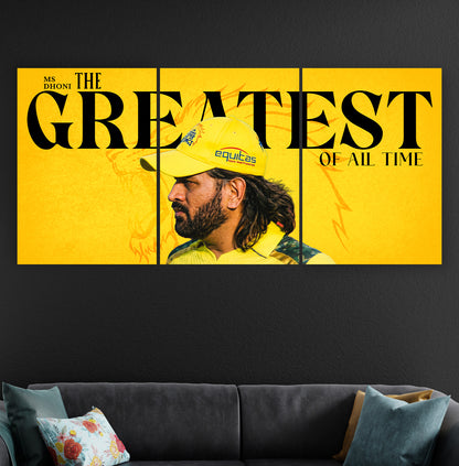 MS Dhoni CSK GOAT 3 Panel Poster |CSK Cricket Poster Lazywalls