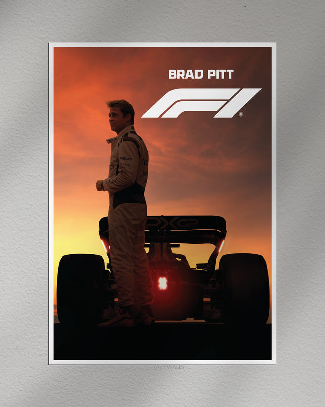 Brad Pitt F1 Movie Wall Poster | Formula 1 Racing Film Wall Art Lazywalls