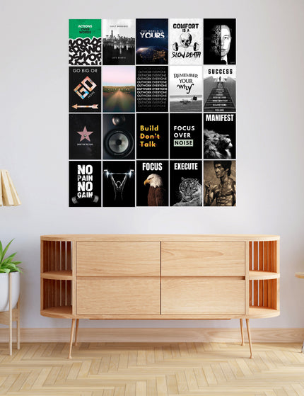 Motivational Wall Collage Poster Set 20 Pcs | Success & Hustle Room Decor Lazywalls
