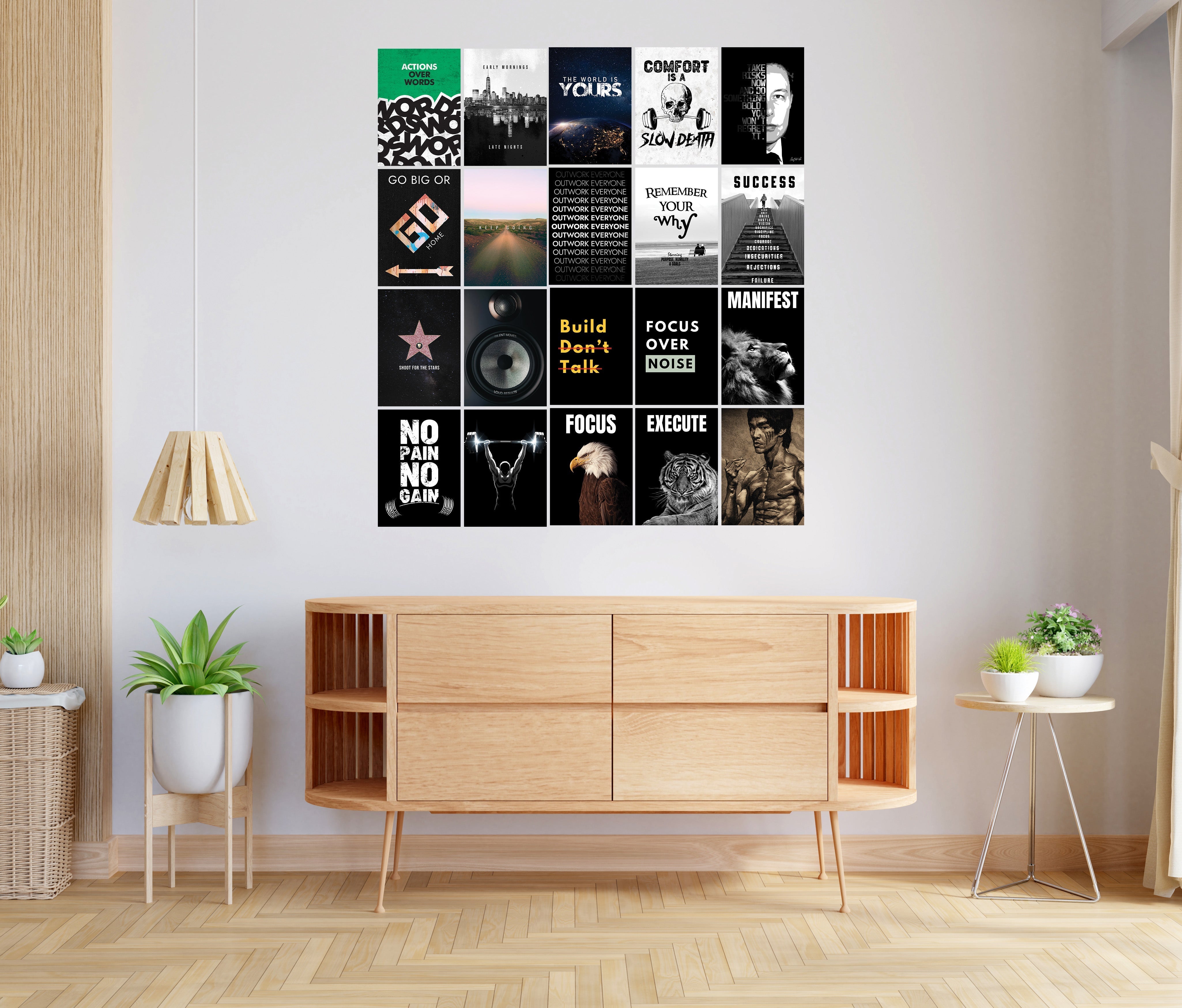 Motivational Wall Collage Poster Set 20 Pcs | Success & Hustle Room Decor Lazywalls