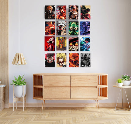 Anime Warrior Poster Set | 16-Piece Japanese Style Wall Art Collection Lazywalls