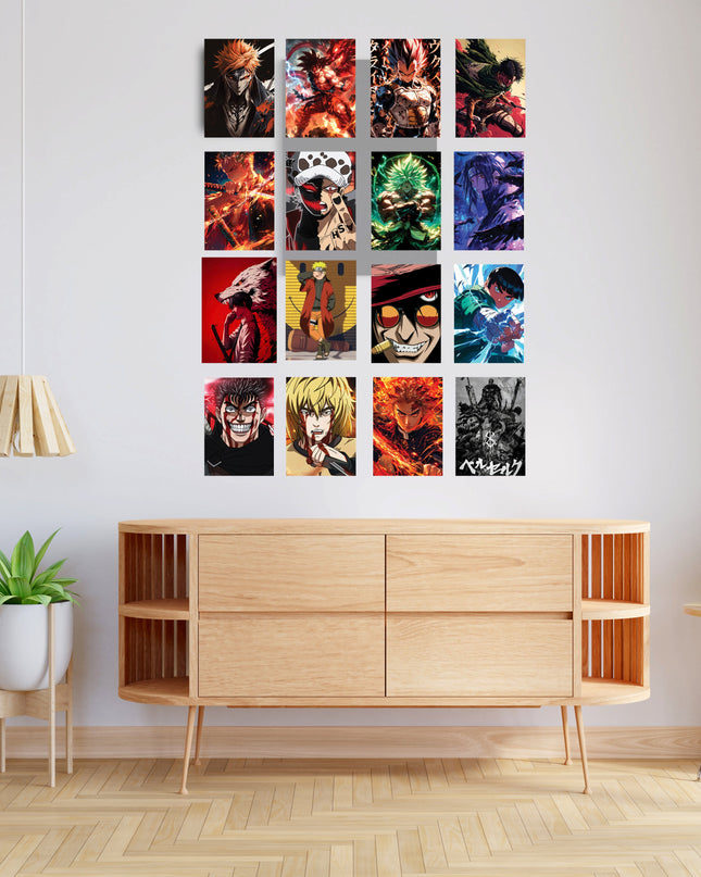Anime Warrior Poster Set | 16-Piece Japanese Style Wall Art Collection Lazywalls