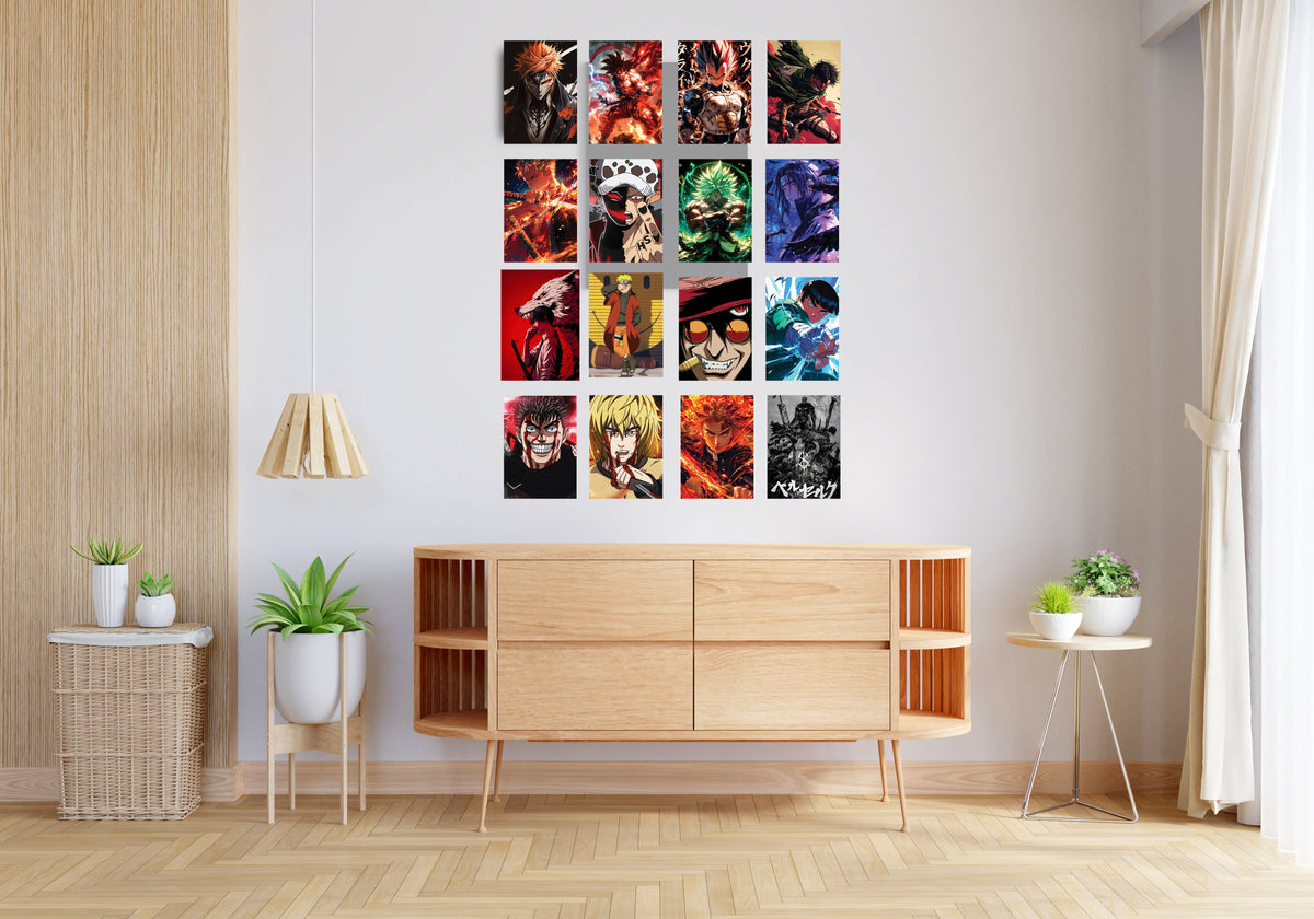 Anime Warrior Poster Set | 16-Piece Japanese Style Wall Art Collection Lazywalls