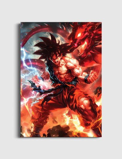 Anime Warrior Dragon Wall Art | Lightning & Fire Poster Lazywalls