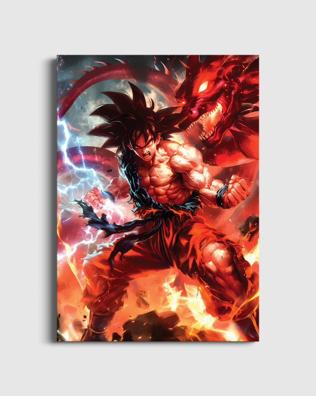 Anime Warrior Dragon Wall Art | Lightning & Fire Poster Lazywalls