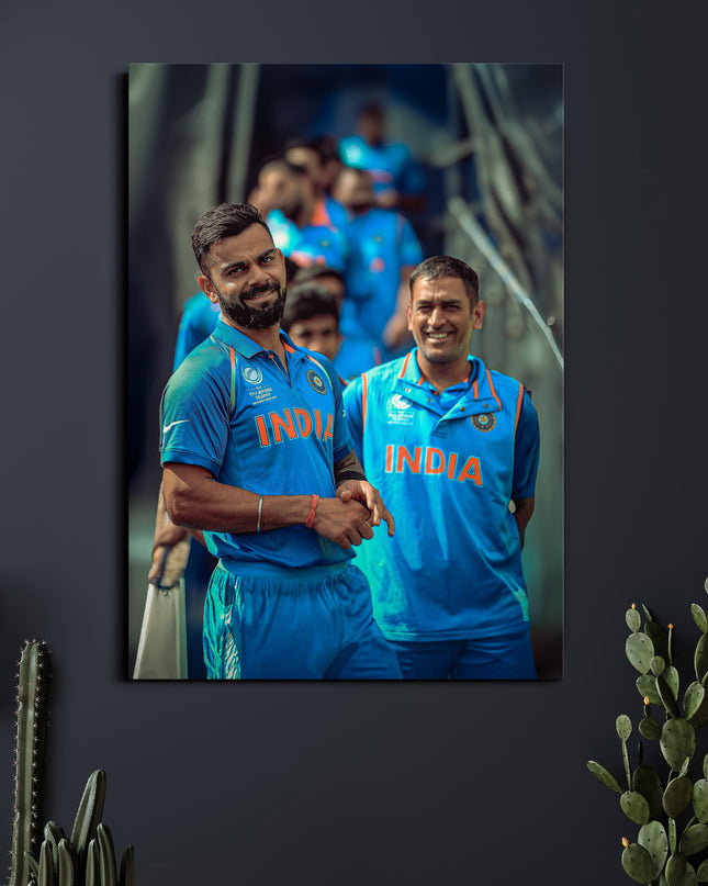 Virat Kohli & MS Dhoni Poster | Team India Legends Wall Art | Cricket Posters Lazywalls
