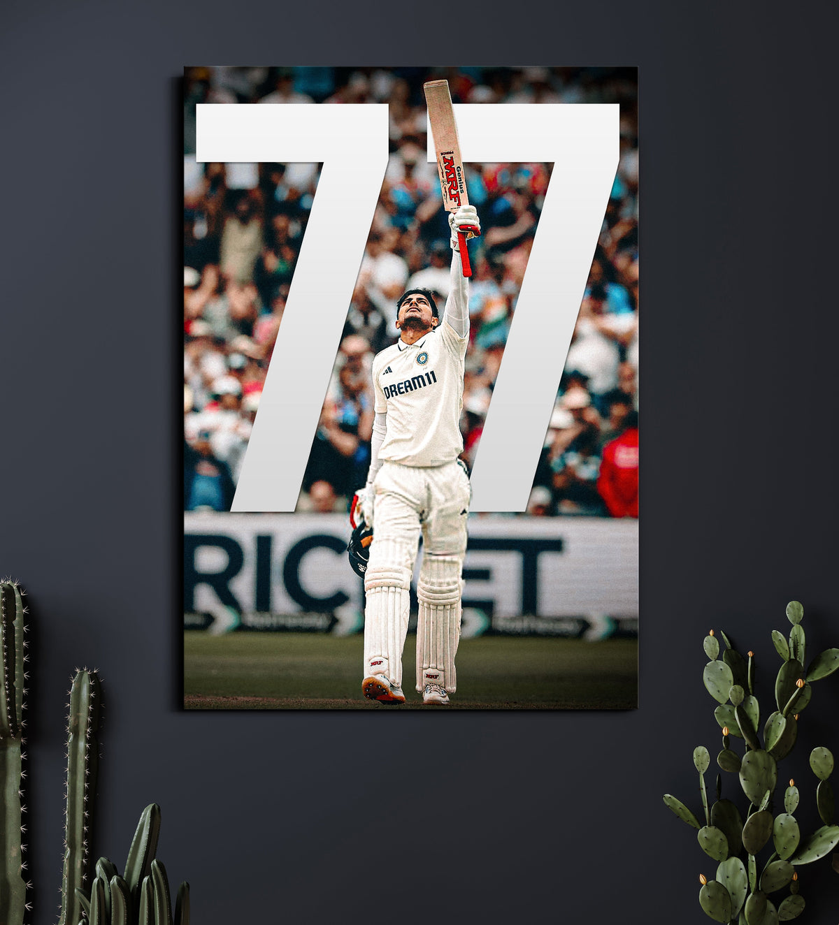 Shubman Gill 77 Poster | Indian Cricket Wall Art | Cricket Posters Lazywalls