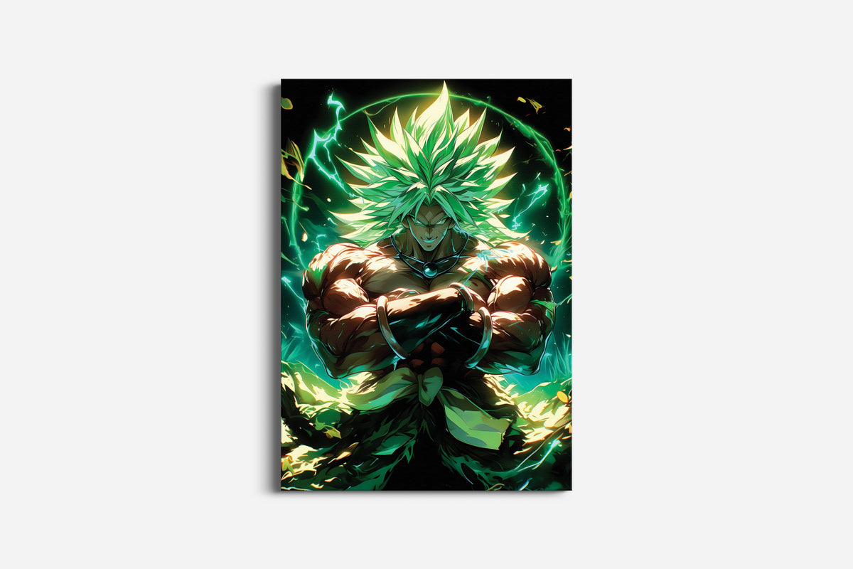 Legendary Green Warrior Anime Wall Art | Power Aura Poster Lazywalls