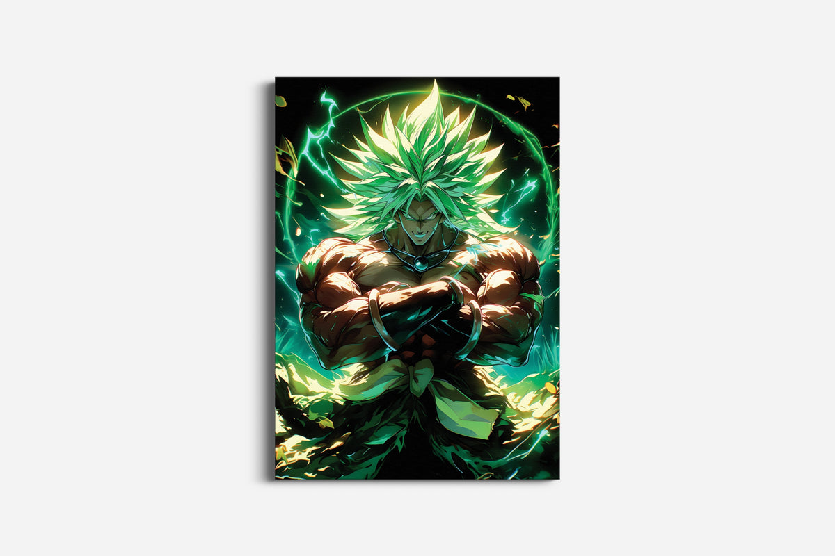 Legendary Green Warrior Anime Wall Art | Power Aura Poster Lazywalls