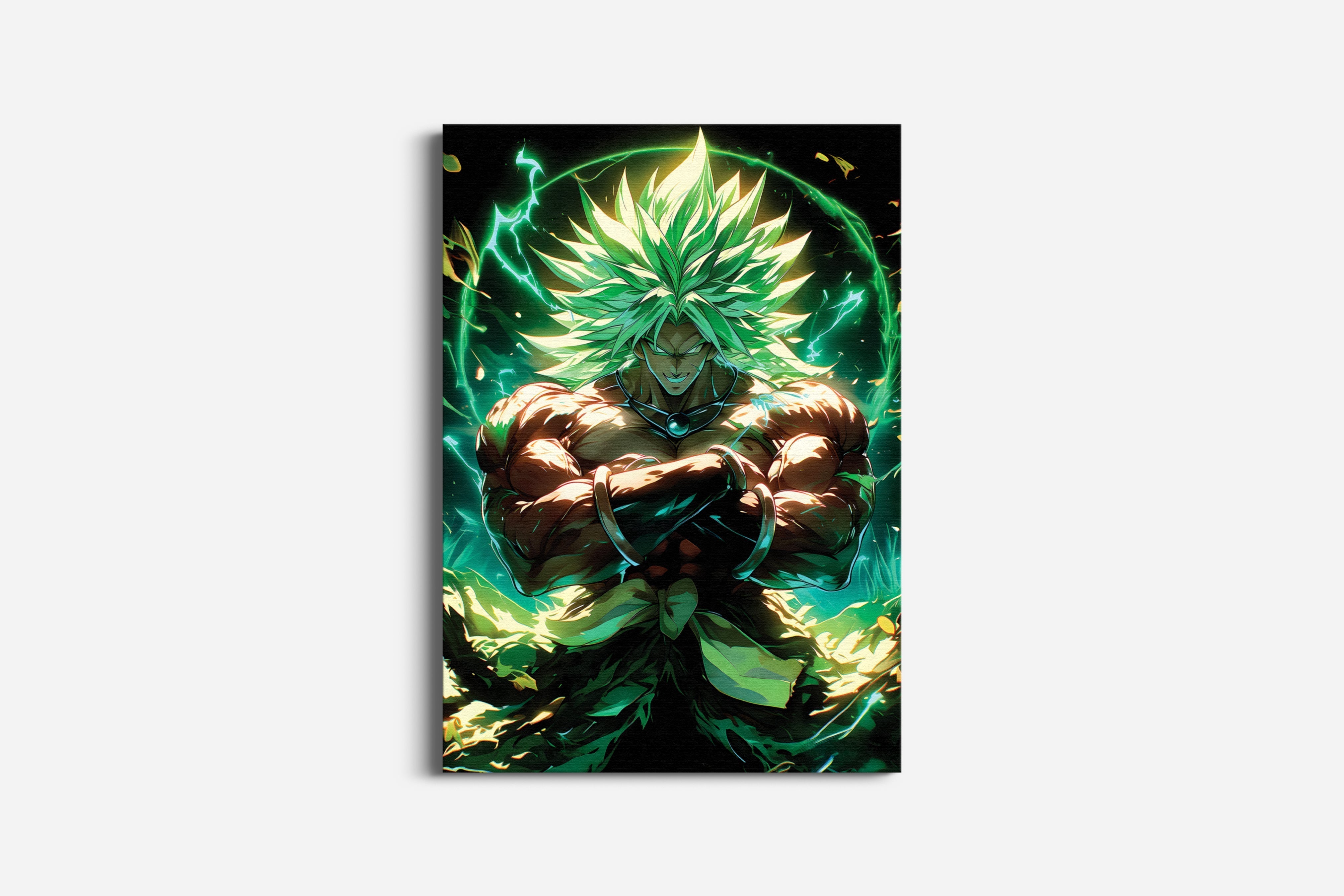 Legendary Green Warrior Anime Wall Art | Power Aura Poster Lazywalls