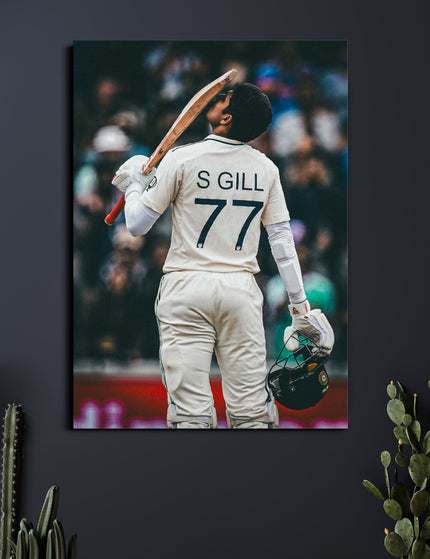 Shubman Gill Jersey 77 Poster | Indian Cricket Wall Art | Cricket Posters Lazywalls