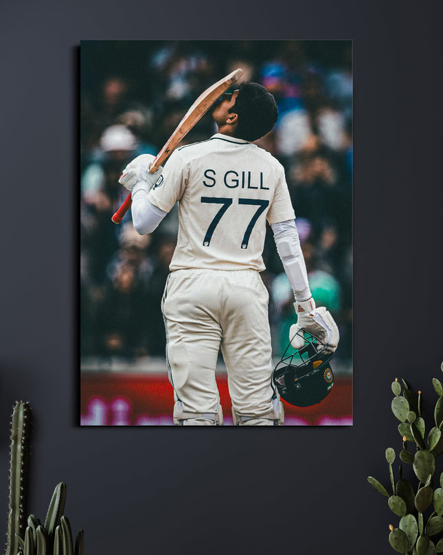 Shubman Gill Jersey 77 Poster | Indian Cricket Wall Art | Cricket Posters Lazywalls