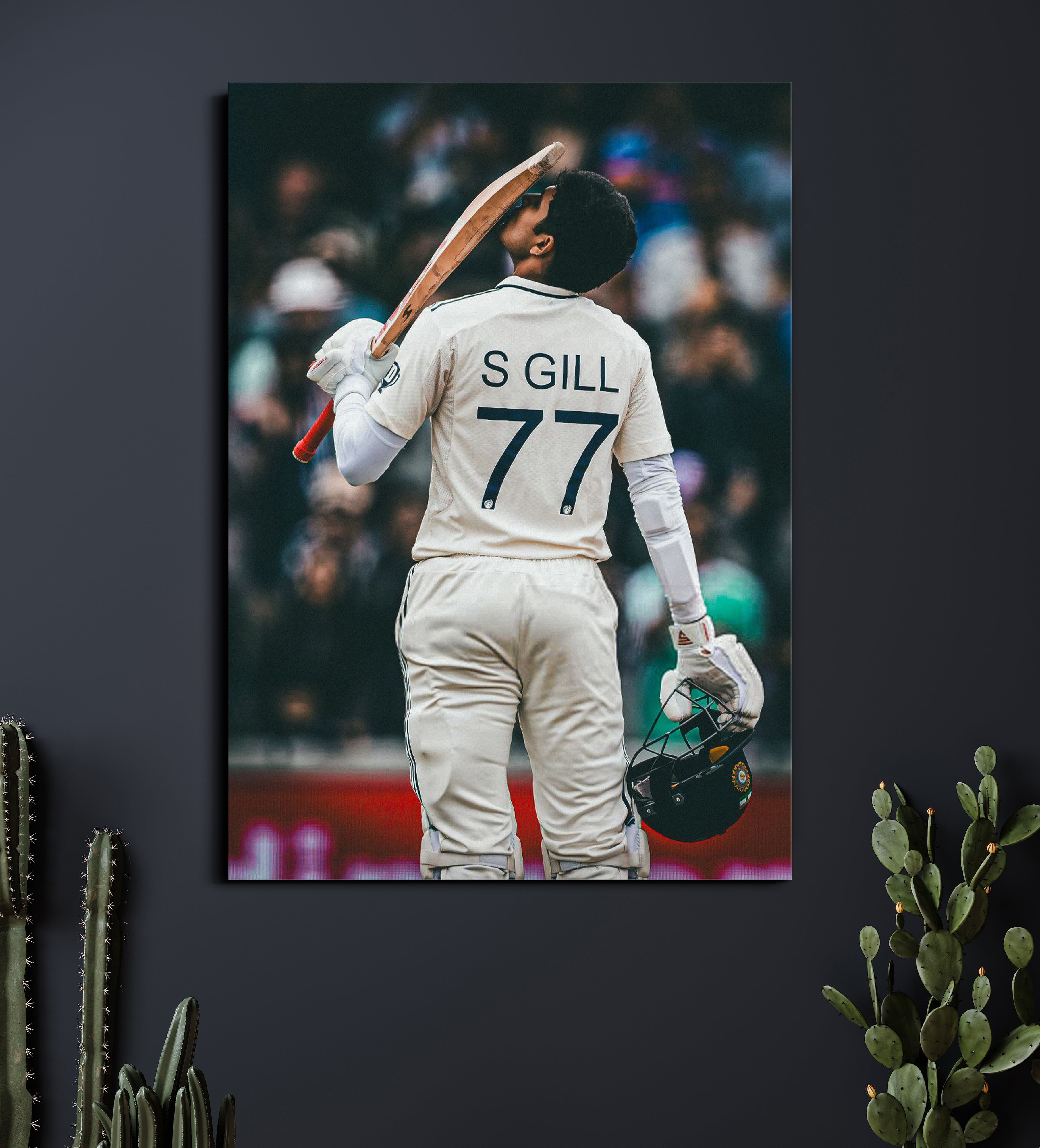 Shubman Gill Jersey 77 Poster | Indian Cricket Wall Art | Cricket Posters Lazywalls