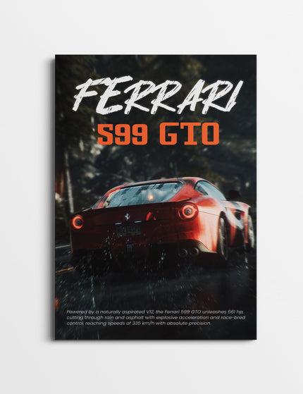 Ferrari 599 GTO Poster | Supercar Wall Art | Exotic Car Print for Garage & Office Lazywalls