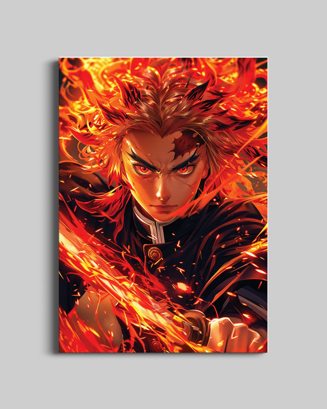Inferno Blade Anime Wall Art | Flame Warrior Poster Lazywalls