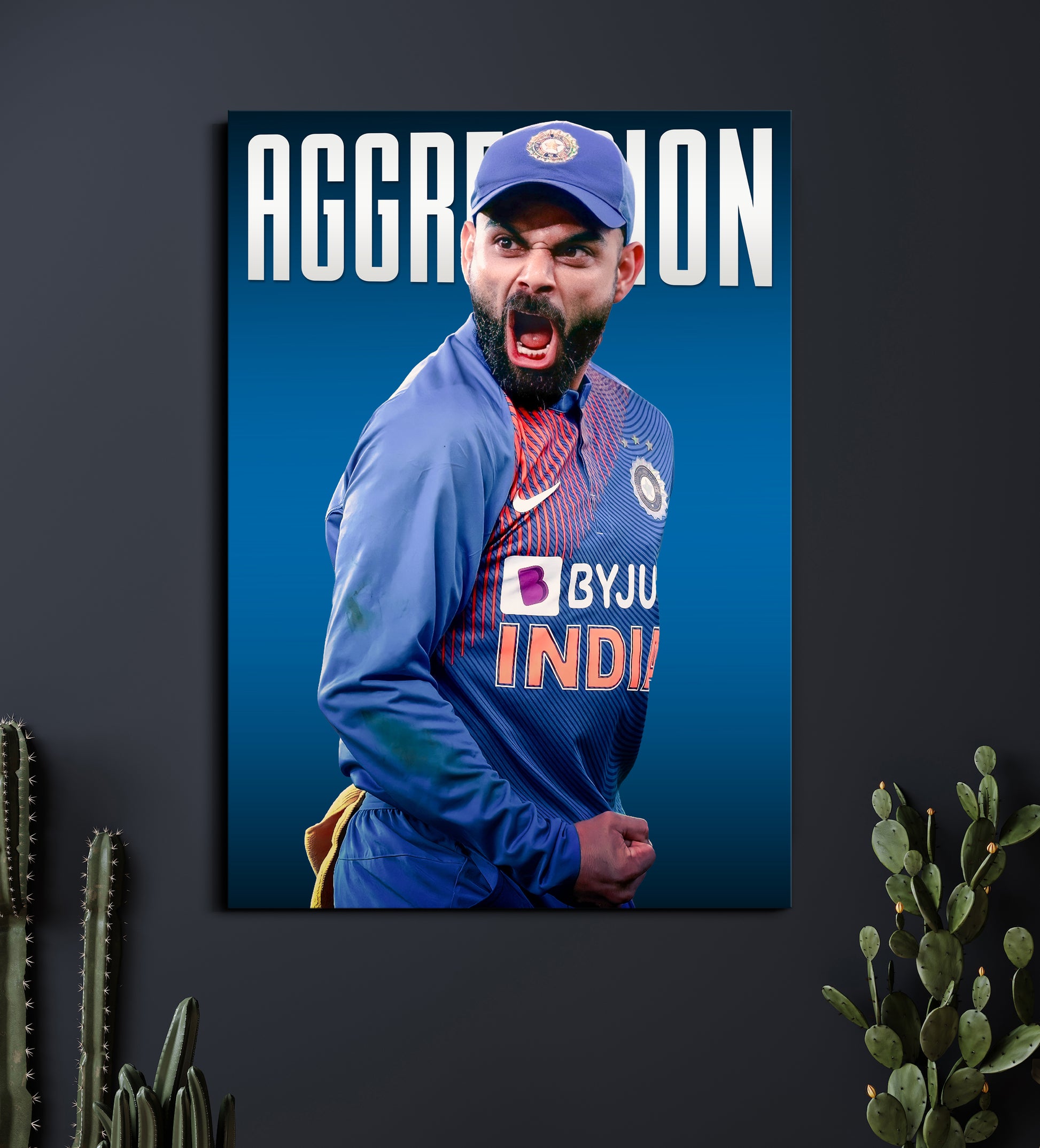 Virat Kohli Aggression Poster | Indian Cricket Wall Art | Cricket Posters Lazywalls