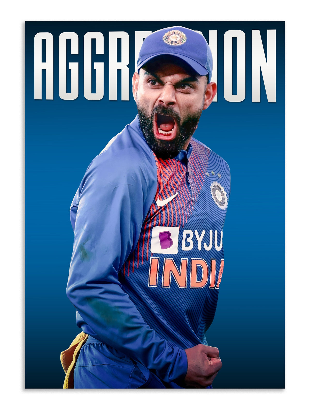 Virat Kohli Aggression Poster | Indian Cricket Wall Art | Cricket Posters Lazywalls
