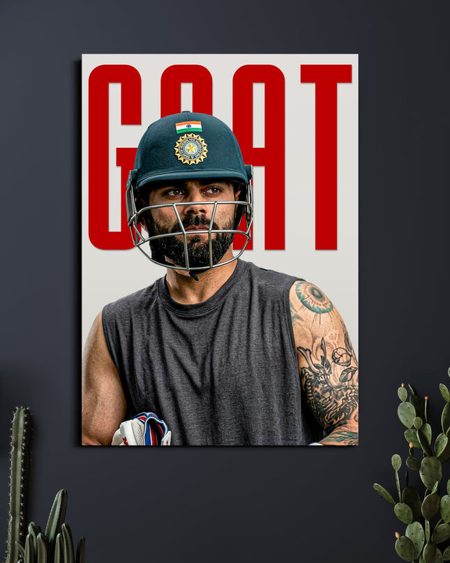 Virat Kohli GOAT Poster | Indian Cricket Wall Art | Cricket Posters Lazywalls