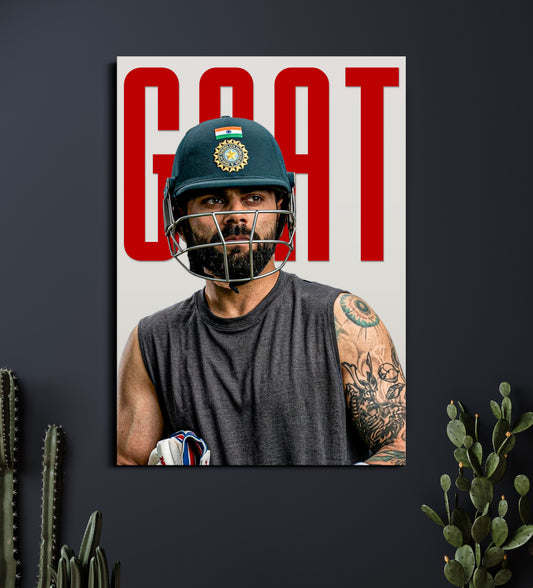 Virat Kohli GOAT Poster | Indian Cricket Wall Art | Cricket Posters Lazywalls