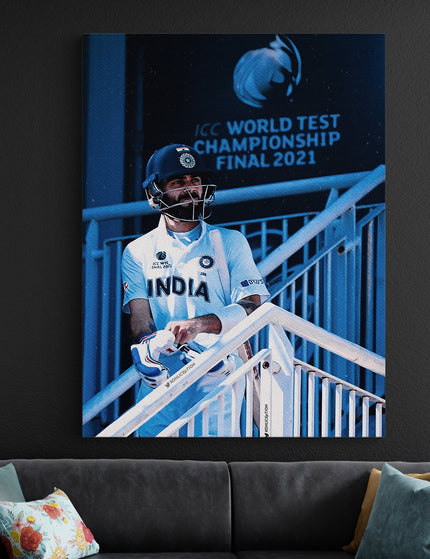 Virat Kohli Test Cricket Poster | ICC WTC Aesthetic Wall Art Lazywalls