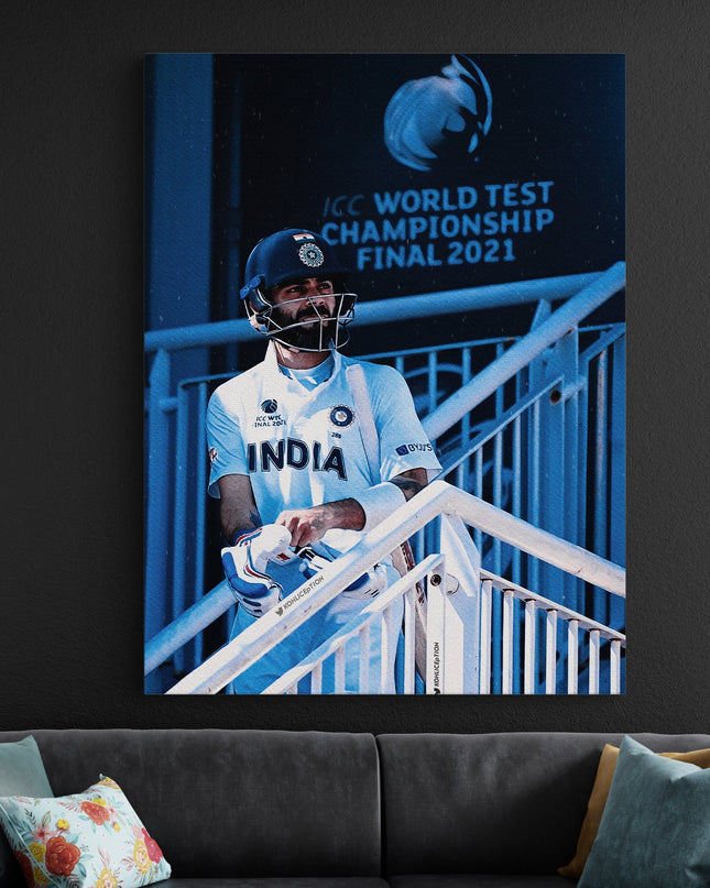 Virat Kohli Test Cricket Poster | ICC WTC Aesthetic Wall Art Lazywalls