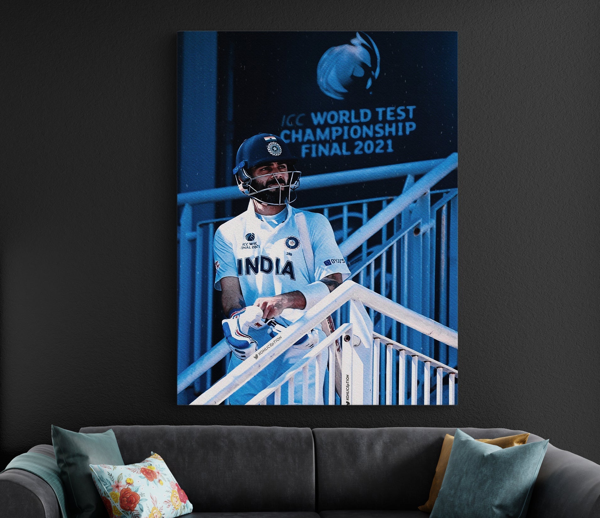 Virat Kohli Test Cricket Poster | ICC WTC Aesthetic Wall Art Lazywalls