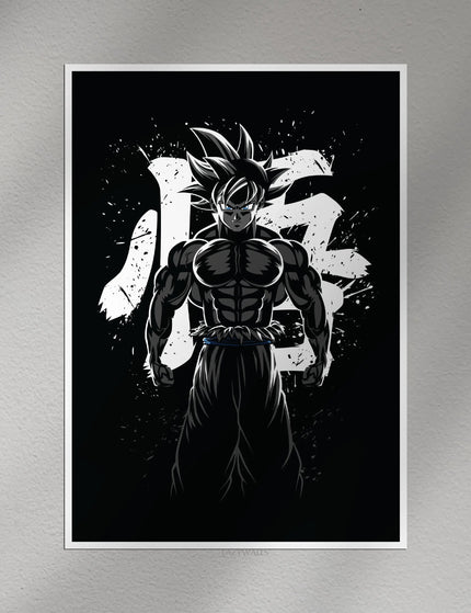 Goku Ultra Instinct Anime Poster | Dragon Ball Z Black & White Wall Art Lazywalls