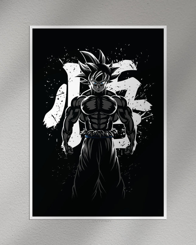 Goku Ultra Instinct Anime Poster | Dragon Ball Z Black & White Wall Art Lazywalls