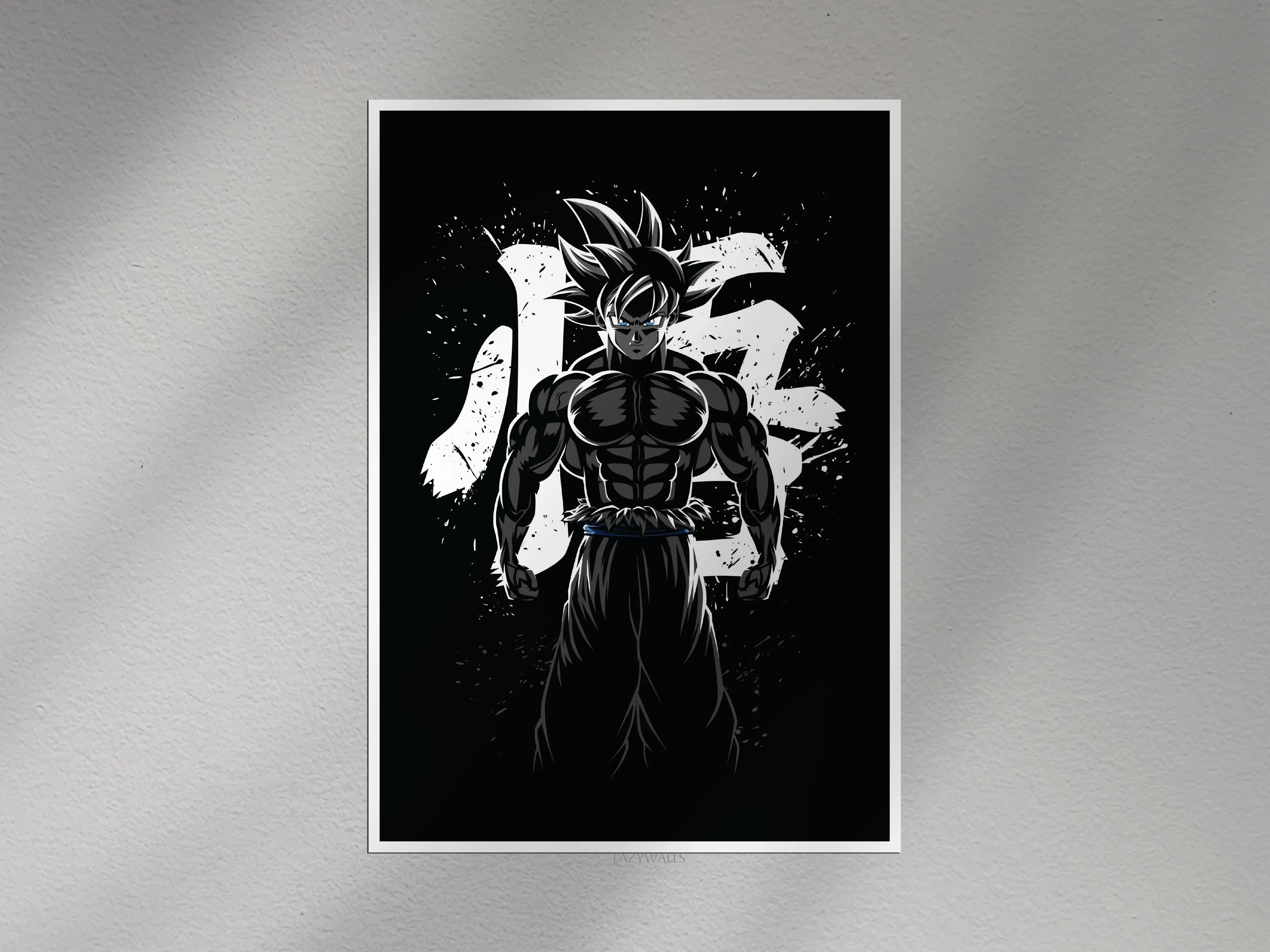 Goku Ultra Instinct Anime Poster | Dragon Ball Z Black & White Wall Art Lazywalls