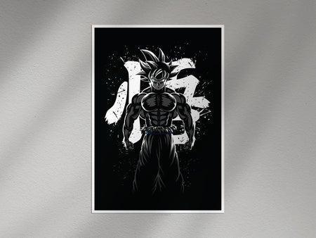 Goku Ultra Instinct Anime Poster | Dragon Ball Z Black & White Wall Art Lazywalls