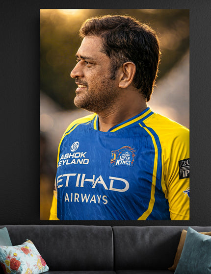 MS Dhoni CSK Poster | Chennai Super Kings Cricket Poster Wall Art Lazywalls