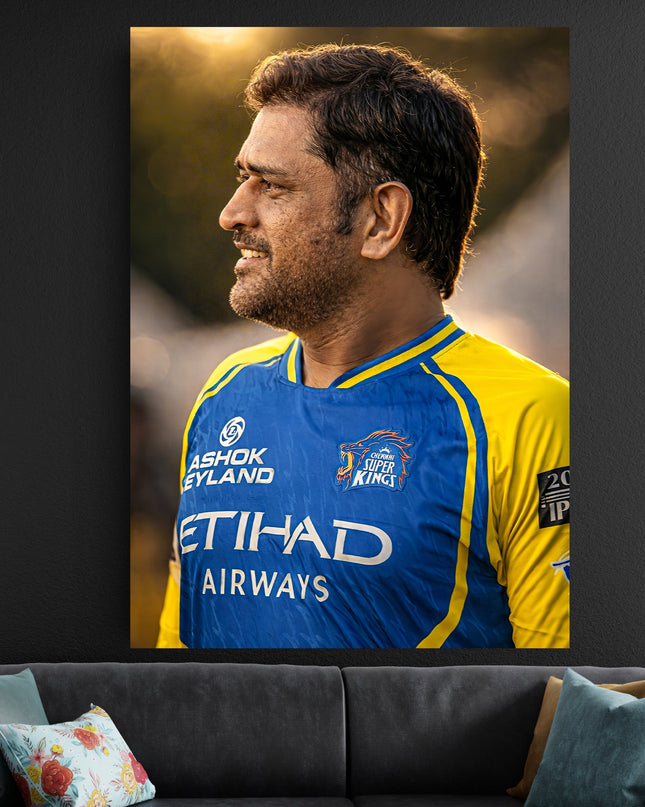 MS Dhoni CSK Poster | Chennai Super Kings Cricket Poster Wall Art Lazywalls