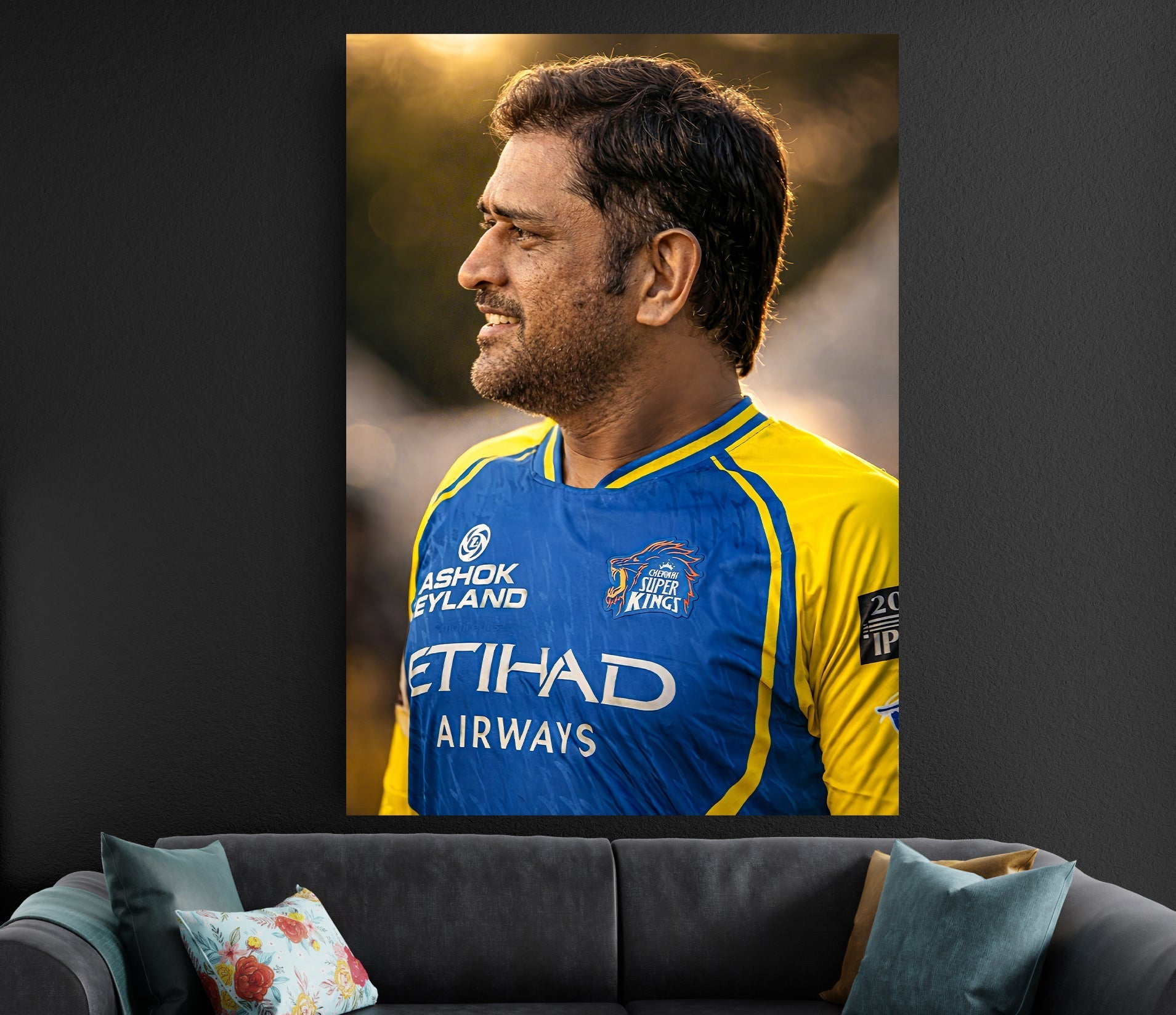 MS Dhoni CSK Poster | Chennai Super Kings Cricket Poster Wall Art Lazywalls