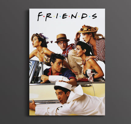 Friends Vintage Poster | 90s Sitcom Cast Retro Car Scene Wall Art Print Lazywalls