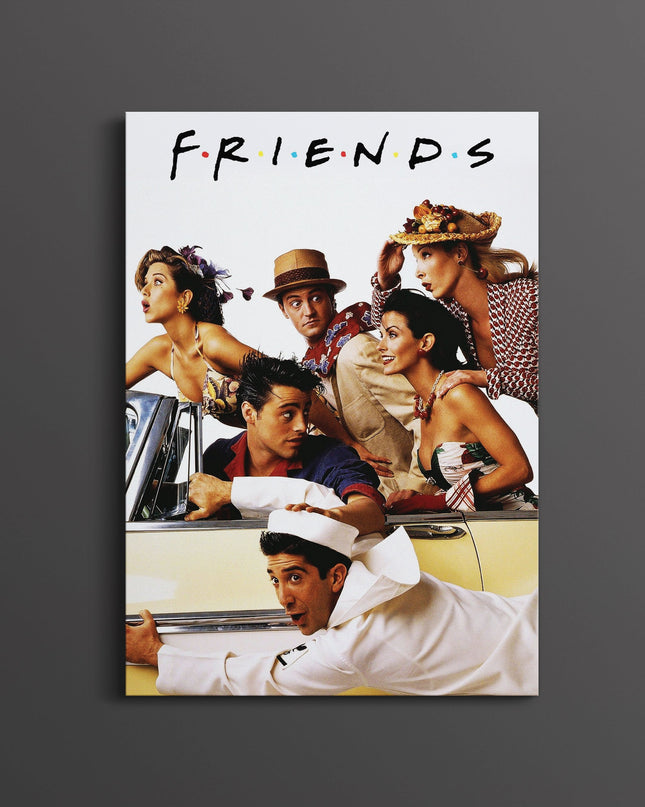 Friends Vintage Poster | 90s Sitcom Cast Retro Car Scene Wall Art Print Lazywalls