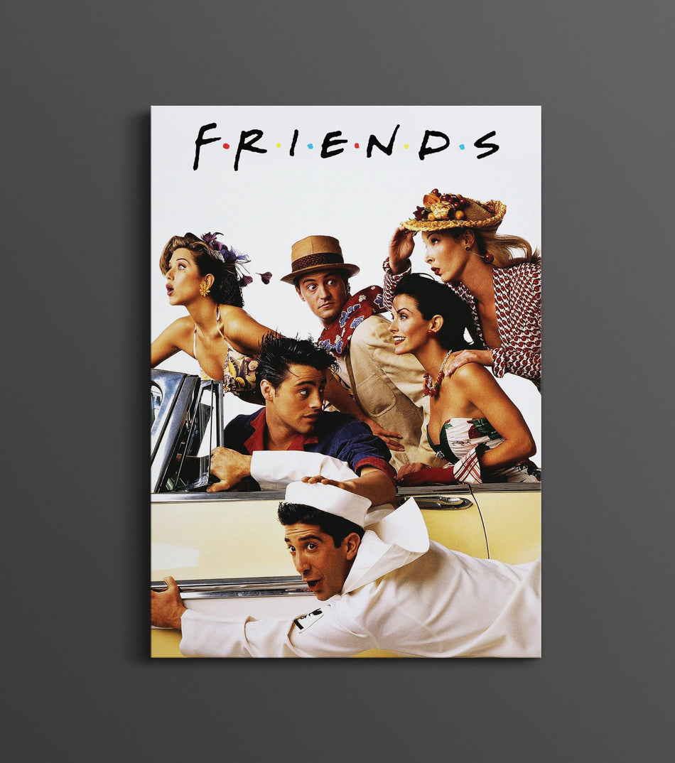 Friends Vintage Poster | 90s Sitcom Cast Retro Car Scene Wall Art Print Lazywalls