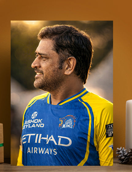 MS Dhoni CSK Poster | Chennai Super Kings Cricket Poster Wall Art Lazywalls