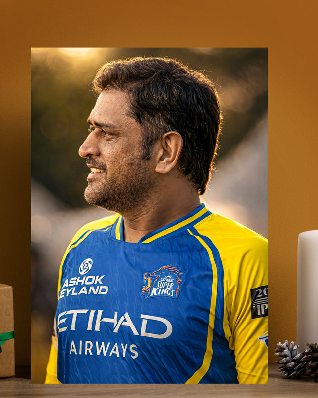 MS Dhoni CSK Poster | Chennai Super Kings Cricket Poster Wall Art Lazywalls